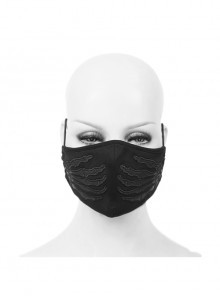 Punk Style Personalized Skull Claw Pattern Lined Knitted Fabric Black Adjustable Solid Color Mask