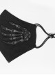 Punk Style Personalized Skull Claw Pattern Lined Knitted Fabric Black Adjustable Solid Color Mask