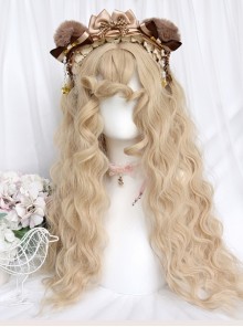 Rose Garden Series Versatile Soft Girl Creamy Rice Golden Woolly Curly Doll Sense Long Hair Sweet Lolita Wig