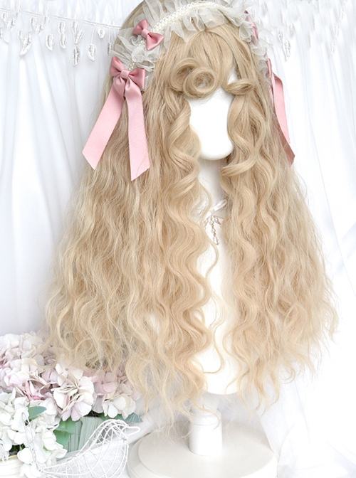 Rose Garden Series Versatile Soft Girl Creamy Rice Golden Woolly Curly Doll Sense Long Hair Sweet Lolita Wig