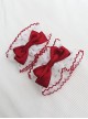 Peter Rabbit Series Versatile Red Satin Bowknot Petal Edge Lace Sweet Lolita Sleeves Wrist Strap