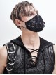 Punk Style Personalized Knitted Splicing Torn Ropes Distressed Black Ropes Adjustable Mask