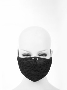 Punk Style Simple Knitted Mesh Nose Bridge Metal Rivet Decoration Black Adjustable Mask