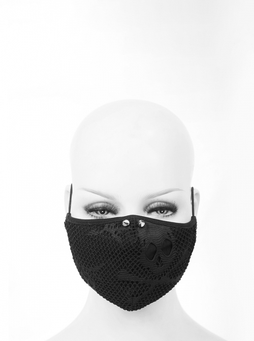 Punk Style Simple Knitted Mesh Nose Bridge Metal Rivet Decoration Black Adjustable Mask