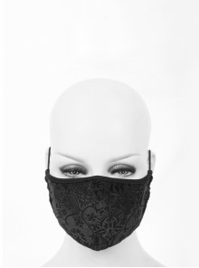 Gothic Style Exquisite Velvet Embossed Adjustable Men's Black Mask