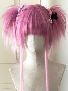 Millenium Butterfly Series Cool Flat Bangs Double Ponytail Long Sideburns Subculture Straight Hair Sweet Lolita Wig