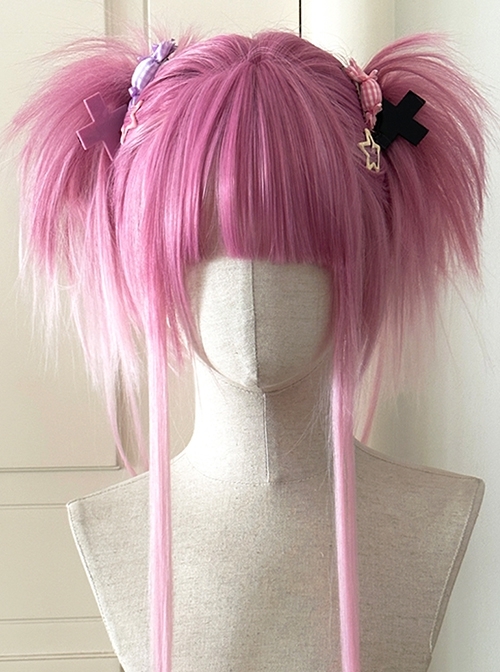 Millenium Butterfly Series Cool Flat Bangs Double Ponytail Long Sideburns Subculture Straight Hair Sweet Lolita Wig