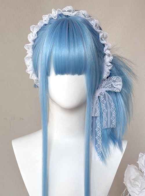 Millenium Butterfly Series Cool Flat Bangs Double Ponytail Long Sideburns Subculture Straight Hair Sweet Lolita Wig