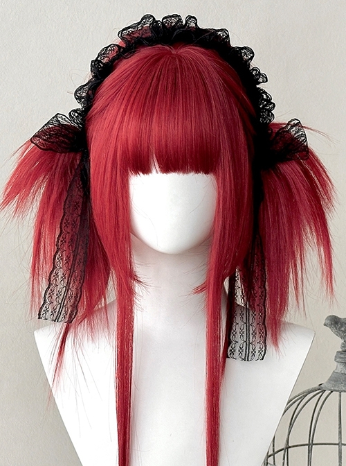 Millenium Butterfly Series Cool Flat Bangs Double Ponytail Long Sideburns Subculture Straight Hair Sweet Lolita Wig