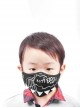 Punk Style Handsome Dinosaur Print Stitching Double Suede Black Adjustable Kids Mask