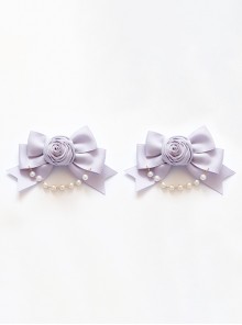 French-Style Elegant Versatile Retro Fabric Rose Pearl Chain Sweet Lolita Satin Bowknot Hairpin