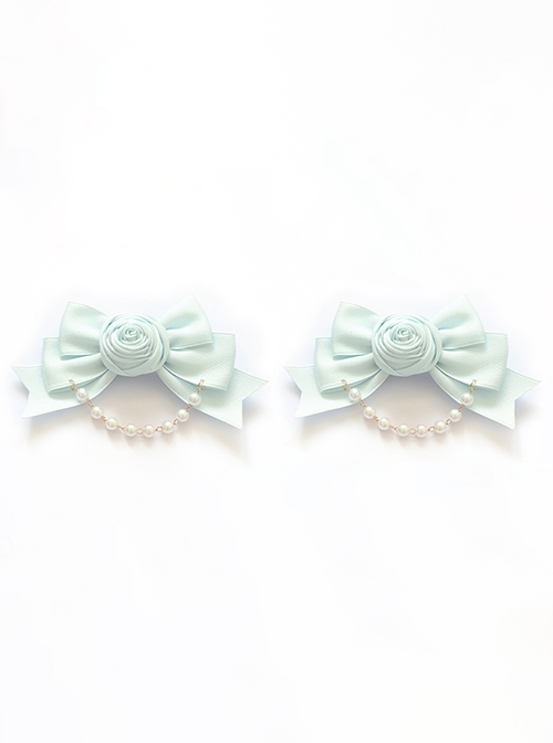 French-Style Elegant Versatile Retro Fabric Rose Pearl Chain Sweet Lolita Satin Bowknot Hairpin