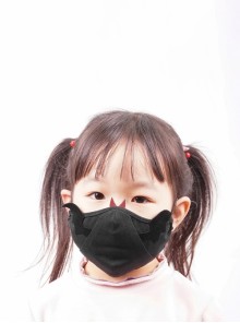 Punk Style Handsome Fang Wings Decoration Black Pure Cotton Knitted Double-Sided Velvet Adjustable Kids Mask