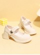 Cute College Style Versatile Round-Toe Butterfly Accessory Sweet Lolita Shallow Mouth Mid-Heel Mary Jane Leather Shoes