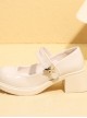 Cute College Style Versatile Round-Toe Butterfly Accessory Sweet Lolita Shallow Mouth Mid-Heel Mary Jane Leather Shoes