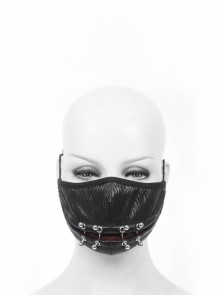 Punk Style Personality Shiny Pleated Front Center Metal Rivet Link Black Adjustable Mask