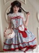 Sweet Tea Party Series Retro Fairy Tale Style Grayish Purple Tea Set Bear Print Red Lace Sweet Lolita Sleeveless Dress