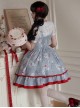 Sweet Tea Party Series Retro Fairy Tale Style Grayish Purple Tea Set Bear Print Red Lace Sweet Lolita Sleeveless Dress