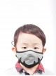 Punk Style Pure Cotton Knitted Personalized Fang Pattern Adjustable Gray Kids Mask