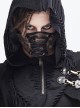 Punk Style Three Dimensional Hole Knitted Front Middle Distressed Eyelet Tie Rope Gray Tie Dye Mask