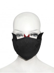 Punk Style Comfortable Cotton Fabric Front Stitching Three Dimensional Devil Wings Decoration Black Adjustable Mask