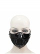 Punk Style Personality Shiny Leather Splicing Breathable Mesh Front Center Metal Ring Decoration Black Three Dimensional Mask