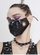 Punk Style Personality Shiny Leather Splicing Breathable Mesh Front Center Metal Ring Decoration Black Three Dimensional Mask