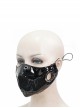 Punk Style Personality Shiny Leather Splicing Breathable Mesh Front Center Metal Ring Decoration Black Three Dimensional Mask