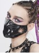 Punk Style Personality Shiny Leather Splicing Breathable Mesh Fang Pattern Decoration Black Three Dimensional Mask