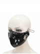 Punk Style Personality Shiny Leather Splicing Breathable Mesh Fang Pattern Decoration Black Three Dimensional Mask