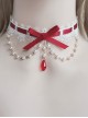 Versatile Gorgeous Pearl European Vintage Court Style Ribbon Bowknot Lace Clavicle Chain Classic Lolita Necklace