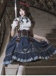 Gorgeous Exquisite Steampunk Style Gilt Pointer Navigation Adventurer Girl Classic Lolita Shirt Girdle Skirt Set