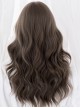 Cute Japanese Style Daily Versatile Flat Bangs Brown Long Wavy Hair Classic Lolita Full Head Wig