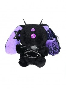 Halloween Limited Evil Mysterious Black Purple Devil One-Eyed Rabbit Gothic Punk Lolita Plush Toy Crossbody Bag