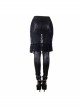 Gothic Style Sexy Stretch Faux Leather Outer Skirt Rose Lace Mesh Fabric Black Leggings