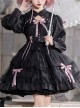 Love Song Series Small Stand Collar Sweet Cool Ribbon Bowknot Lace Cake Hem Sweet Lolita Puff Long Sleeves Dress