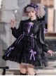 Love Song Series Small Stand Collar Sweet Cool Ribbon Bowknot Lace Cake Hem Sweet Lolita Puff Long Sleeves Dress