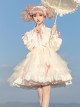 Love Song Series Small Stand Collar Sweet Cool Ribbon Bowknot Lace Cake Hem Sweet Lolita Puff Long Sleeves Dress