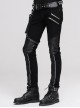 Gothic Style Stretch Twill Fabric Side Detachable Leg Pockets With Metal Rings Men's Black Trousers