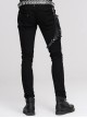 Gothic Style Stretch Twill Fabric Side Detachable Leg Pockets With Metal Rings Men's Black Trousers