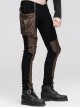 Gothic Style Stretch Twill Fabric Side Detachable Leg Pockets With Metal Rings Men's Brown Trousers