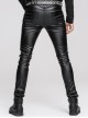 Punk Style Simple Slim Fit Rough Grain Faux Leather Black Stretch Leggings