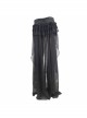 Gothic Style Breathable Jacquard Fabric Exquisite Embroidery In The Front Center Lace Trim Flowing Chiffon Hem At The Back Black Short Pants