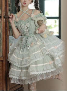 Limited Mood Series Spring Lilac Princess Ballet Elegant Sweet Dreamlike Organza Lace Classic Lolita Puff Sleeves Dress