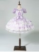 Limited Mood Series Spring Lilac Princess Ballet Elegant Sweet Dreamlike Organza Lace Classic Lolita Puff Sleeves Dress