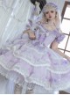 Limited Mood Series Spring Lilac Princess Ballet Elegant Sweet Dreamlike Organza Lace Classic Lolita Puff Sleeves Dress