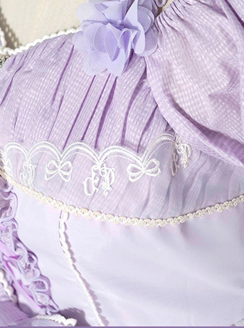 Limited Mood Series Spring Lilac Princess Ballet Elegant Sweet Dreamlike Organza Lace Classic Lolita Puff Sleeves Dress