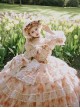 Rose Letter Series Gorgeous Sweet Off-Shoulder Sunset Orange Flowers Dreamy Organza Princess Style Classic Lolita Dress