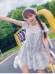 A Small Cloud Series Retro Low Waist Plaid Jacquard Lace Kawaii Fashion Halter Sleeveless Suspender Dress Shirt Pants Set