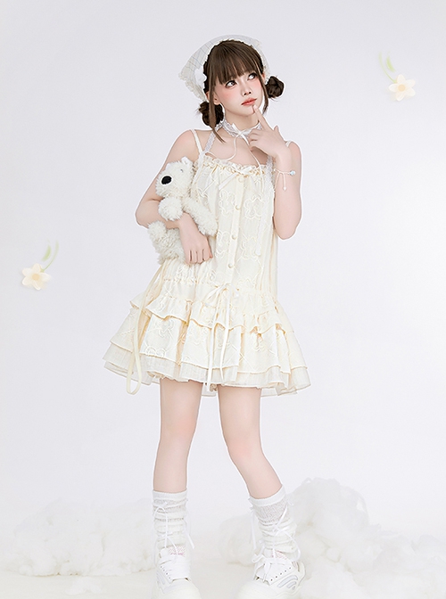 A Small Cloud Series Retro Low Waist Plaid Jacquard Lace Kawaii Fashion Halter Sleeveless Suspender Dress Shirt Pants Set